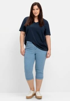 Sheego Gepunktete Caprijeans Mit Gummibund