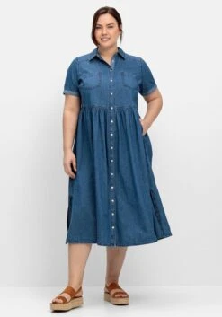 Sheego Jeanskleid Mit Blusenkragen Und Teilungsnaht -Sheego Verkaufe 14880800053 04Q2D 02 SH