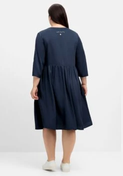 Sheego Kleid Mit Kontrastblende Und Weitem Rock -Sheego Verkaufe 14881000035 04Q83 02 SH