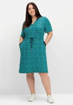 Sheego Jerseykleid Mit Alloverdruck Und Sportiven Details