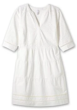 Sheego Kurzes Kleid Mit Lochstickerei Und Ajourmuster -Sheego Verkaufe 14892200010 04Q3R 00 SH