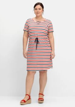 Sheego Gestreiftes Jerseykleid Mit Taillen-Tunnelzug