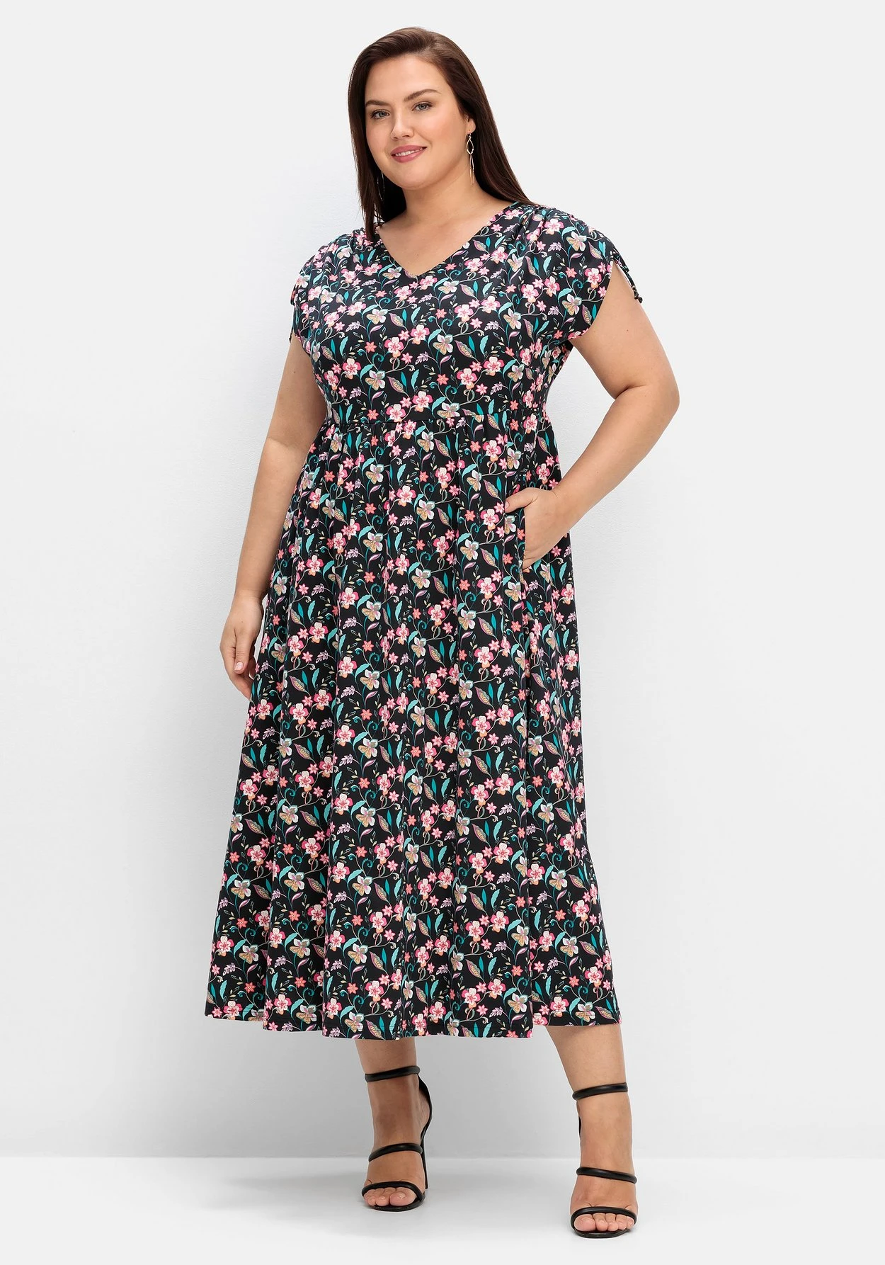 Sheego Jerseykleid Mit Blumenprint Und Weitem Rock 1 Sheego Jerseykleid Mit Blumenprint Und Weitem Rock