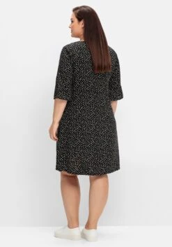 Sheego Kurzes Kleid Mit 3/4-Arm Und Pünktchendruck -Sheego Verkaufe 14894302172 04Q6C 01 SH