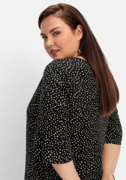 Sheego Kurzes Kleid Mit 3/4-Arm Und Pünktchendruck -Sheego Verkaufe 14894302172 04Q6E 02 SH