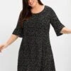 Sheego Kurzes Kleid Mit 3/4-Arm Und Pünktchendruck