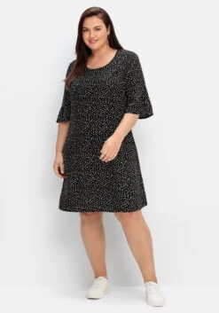 Sheego Kurzes Kleid Mit 3/4-Arm Und Pünktchendruck -Sheego Verkaufe 14894302172 04Q6G 02 SH