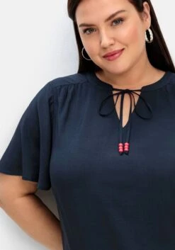 Sheego Kleid Mit Schlitz Und Bindeband Am Ausschnitt -Sheego Verkaufe 14898900035 04QTK 02 SH