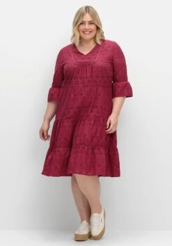 Sheego Lochstickerei-Kleid In Kaskadenform