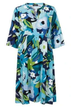 Kleid Mit Alloverdruck Und Volant Am 3/4-Arm