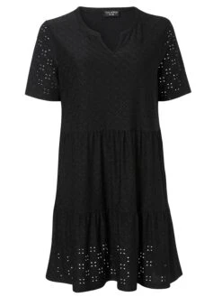 Jerseykleid Mit Lochstickerei