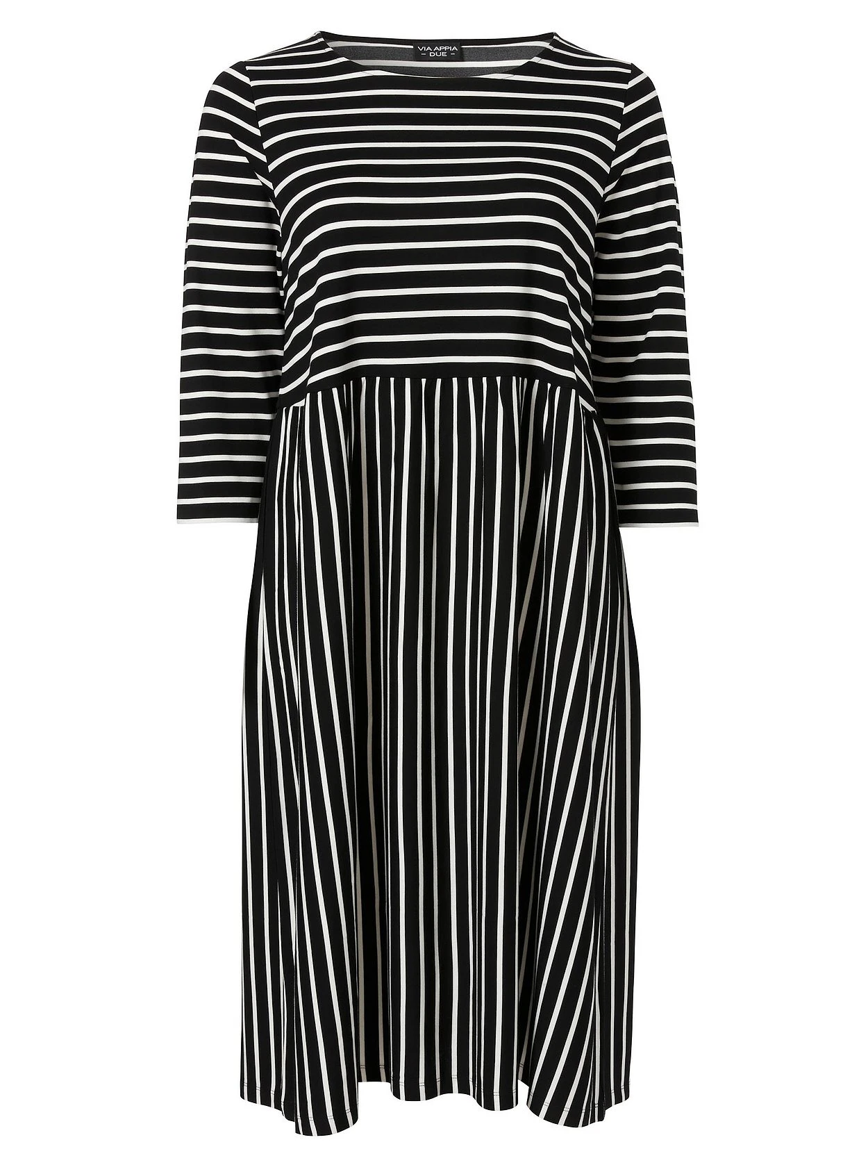 Kleid Aus Interlock, Mit Streifen-Allovermuster 1 Kleid Aus Interlock, Mit Streifen-Allovermuster