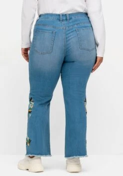 Bootcut-Jeans Mit Blumenstickerei Und Fransensaum -Sheego Verkaufe 14971100053 04SSQ 02 SH