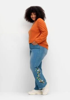 Bootcut-Jeans Mit Blumenstickerei Und Fransensaum -Sheego Verkaufe 14971100053 04SST 02 SH