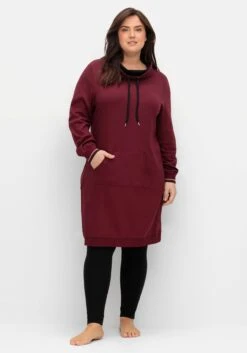 Sheego Sweatkleid Mit Umlegekragen Und Kängurutasche