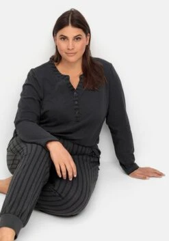 Sheego Langärmliges Schlafshirt Mit Zierknopfleiste -Sheego Verkaufe 14982700781 04UW8 02 SH