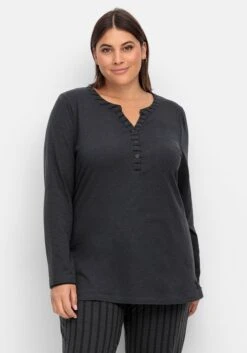 Sheego Langärmliges Schlafshirt Mit Zierknopfleiste