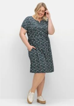 Sheego Jerseykleid Mit Blumenprint Und Bindegürtel