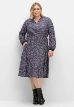 Sheego Hemdblusenkleid Mit Alloverprint Und Taillenbund