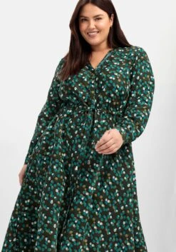 Sheego Midikleid Mit Farbtupfen, Weich Fließende Qualität -Sheego Verkaufe 15010002126 04U96 02 SH