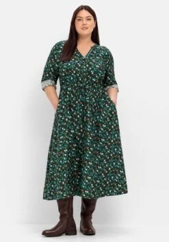 Sheego Midikleid Mit Farbtupfen, Weich Fließende Qualität