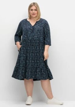 Sheego Kleid Mit 3/4-Arm Und Grafischem Alloverprint