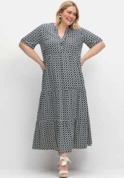 Sheego Maxikleid Mit Alloverprint Und Stufenvolants