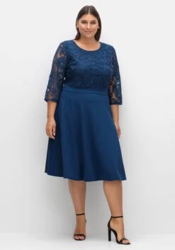 Sheego Cocktailkleid Mit Zierbortenstickerei Am Oberteil