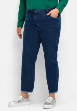 Sheego Schmale Jeans Mit Fransen Und Zipper Am Saum -Sheego Verkaufe 15076600053 04VHA 00 SH