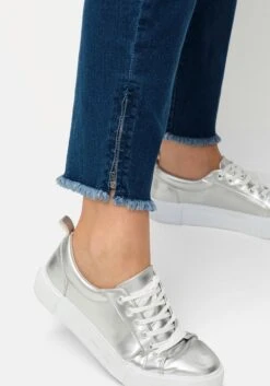 Sheego Schmale Jeans Mit Fransen Und Zipper Am Saum -Sheego Verkaufe 15076600053 04VHF 00 SH