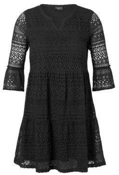 Stufenkleid Mit Lochmuster Und Spitze